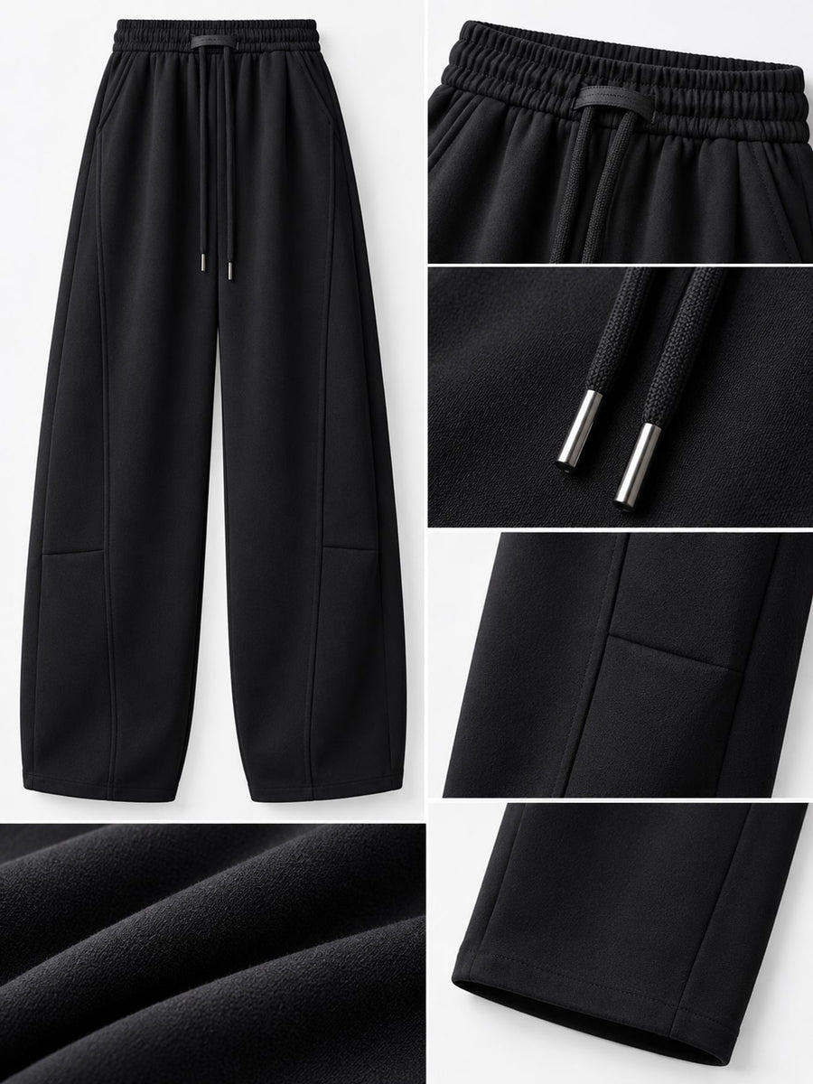 Full Size Drawstring Loose Fit Wide-Leg Sweatpants in light gray