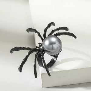 Synthetic Pearl, Alloy Care instructions: Avoid wearing during exercise, as swea ring in dark gray with jewelry silhouette