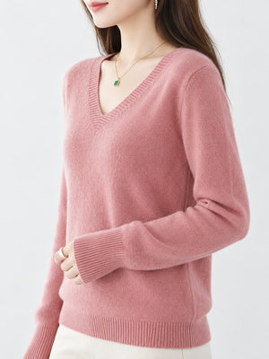 classic v-neck sweater in Leaf Green with v-neck