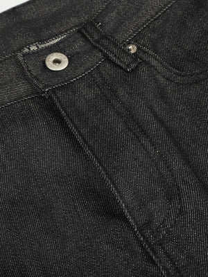 Men's Wide-Leg Flare Jeans in Dark Navy with button closure