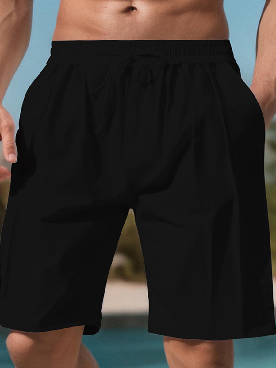 Men's Full Size Drawstring Shorts With Pockets Plus Size in Grey with drawstring waist