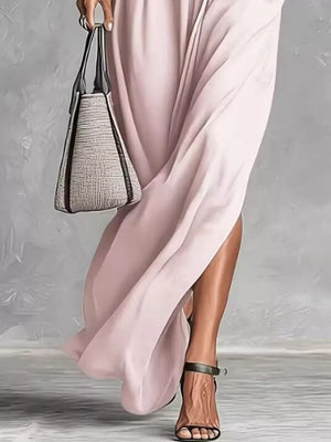 100% polyester Care instructions: Machine wash cold maxi dress in Apricot with A-line silhouette