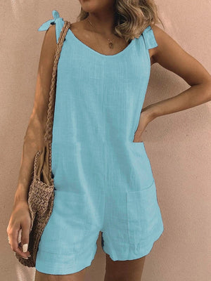 resort romper in Sky Blue with scoop neck