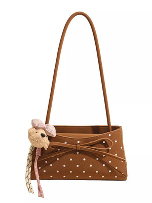 Black shoulder bag with none and polka dot