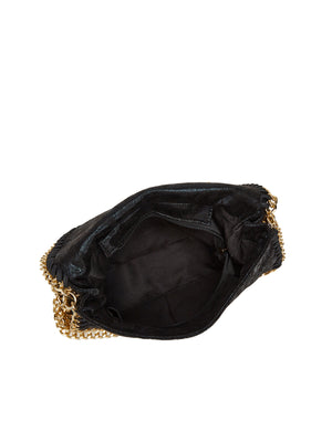 black with crossbody bag with gold-tone chain strap
