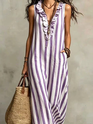bohemian maxi dress in Blue with v-neck