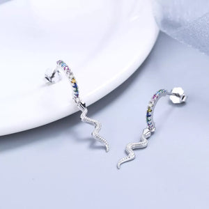 rainbow earrings featuring zircon embellishment and geometric