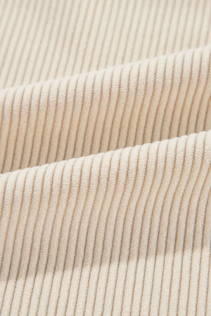 Houndstooth Corduroy Patchwork Shacket in Beige