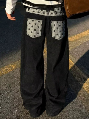 gray jeans featuring pocketed and star