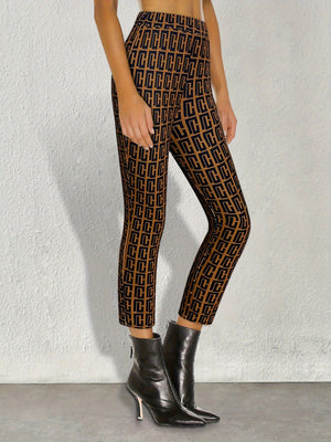 Geometric Pattern Slim-Fit Cropped Pants