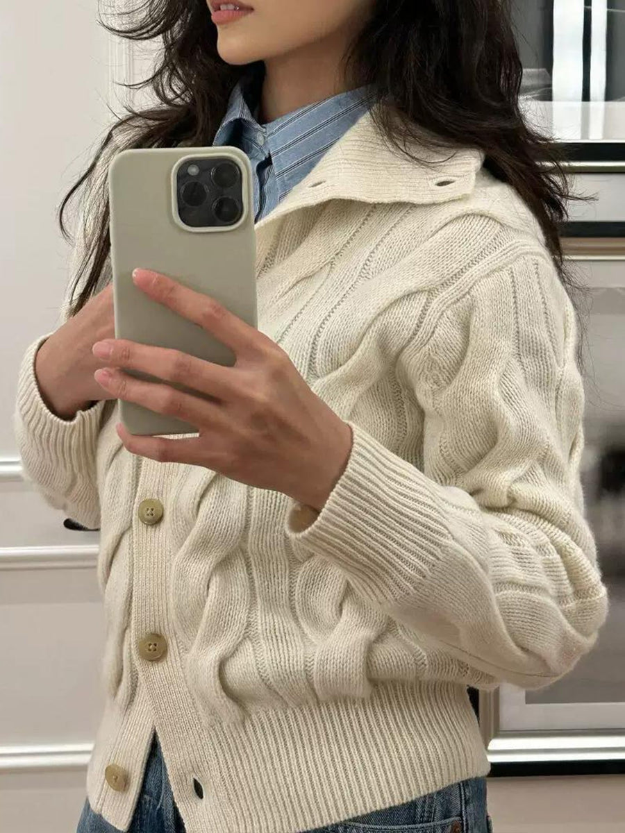 Baby White cardigan with waist-length and button-front