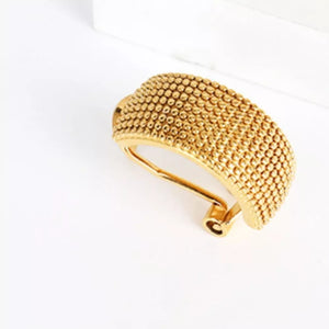 18K Gold-Plated, Copper Care instructions: Avoid wearing during exercise, as swe earrings in gold with hoop silhouette