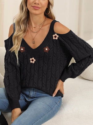 100% polyester Care instructions: Machine wash cold pullover sweater in Rice White with relaxed silhouette
