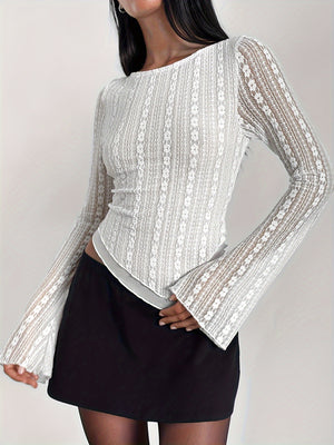 white blouse with floral and boat neck