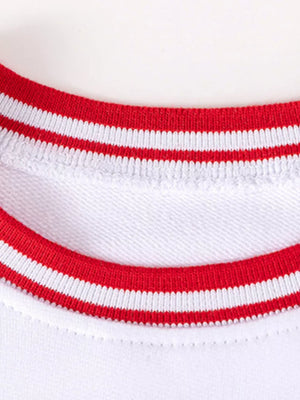 90% cotton, 10% polyester Care instructions: Machine wash cold sweatshirt and pants set in White with relaxed silhouette