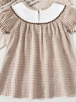 Children's Gingham Football Puff Sleeve Dress option 6
