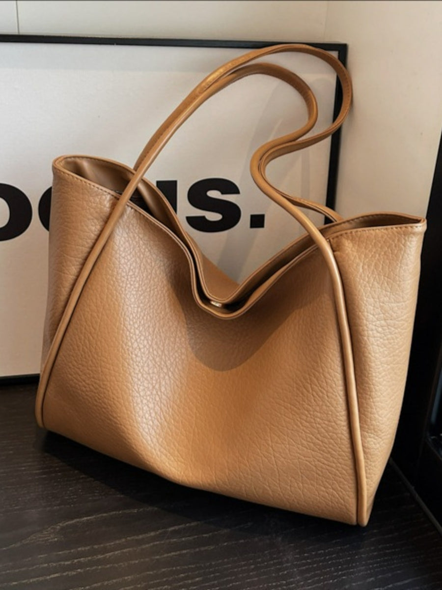 Khaki tote with large and open-top