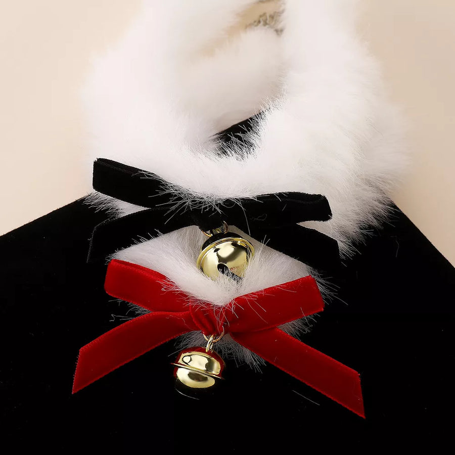 choker necklace in red with plush trim and choker