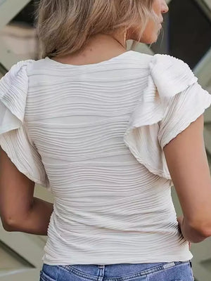 100% polyester Care instructions: Machine wash cold blouse in off-white with slim silhouette