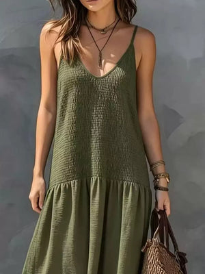 bohemian maxi dress in Army Green with v-neck