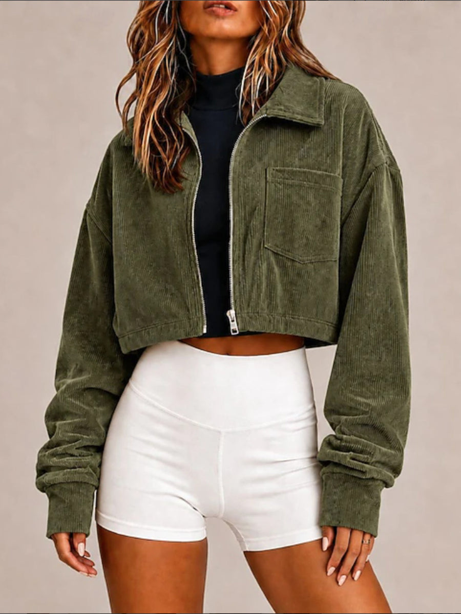dusty pink bomber jacket with zipper and long sleeve