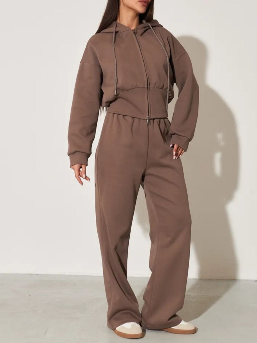 Apricot relaxed lounge set with hooded