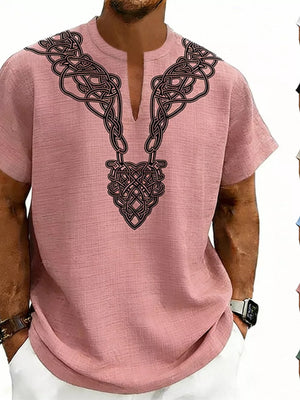 Men's Notched Printed Short Sleeve Shirt Plus Size, view 14