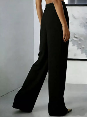 wide-leg pants in Army Green with high-waisted and full-length