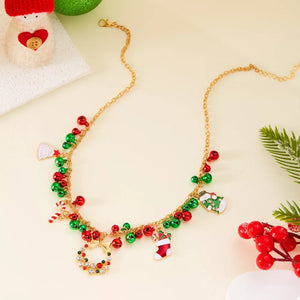 necklace in red with novelty and charm details