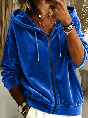 100% polyester Care instructions: Machine wash cold zip hoodie in Purple with relaxed silhouette