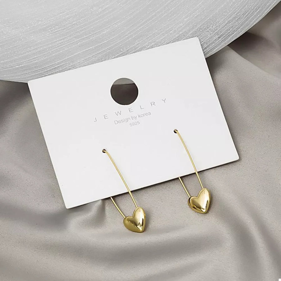gold earrings with 1.7 inches and safety pin closure