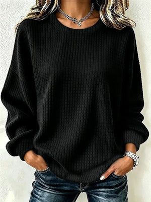 sweatshirt in White with waffle-knit and waffle-knit