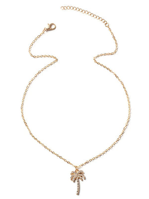 necklace in clear with palm tree motif and adjustable chain
