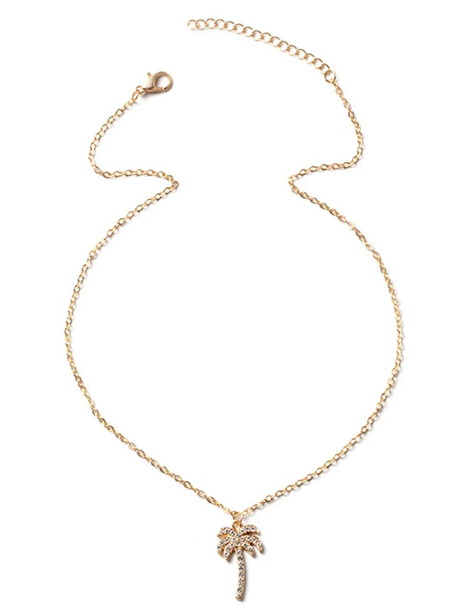 necklace in clear with palm tree motif and adjustable chain
