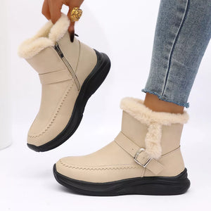 boots in Gray with faux fur lining and ankle-length