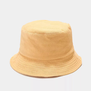 Solid Color Bucket Hat in Pink with ribbed brim
