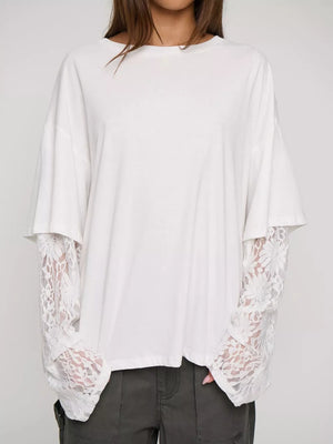 white t-shirt with floral and round neck