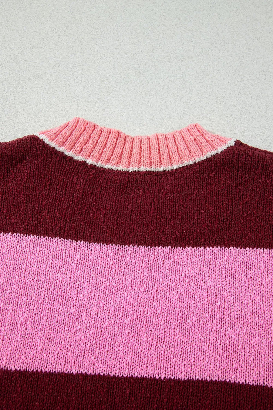 pullover sweater featuring striped in chocolate brown with 50% recycled polyester, 50% polyester Care instructions: Machine