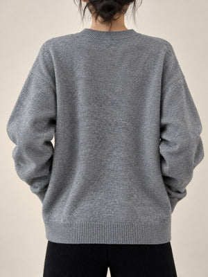 Wool content is 95% or greater cardigan in Gray with oversized silhouette