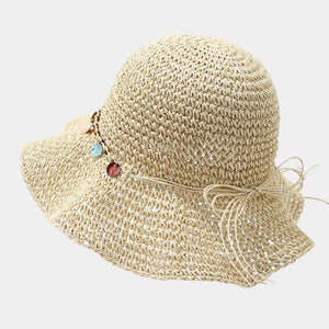 straw weaving Imported Size & hat in Beige with relaxed silhouette