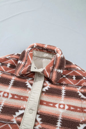 chocolate brown vest with snap and geometric