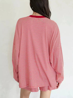 pajama set featuring striped in white with 95% viscose, 5% elastane Care instructions: Machine wash cold texture