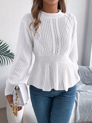 pullover sweater featuring cable knit in Burgundy with 100% acrylic Care instructions: Machine wash cold texture