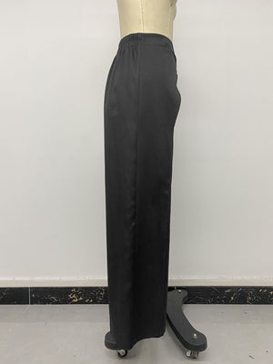 black with wide-leg pants with high-waisted 11