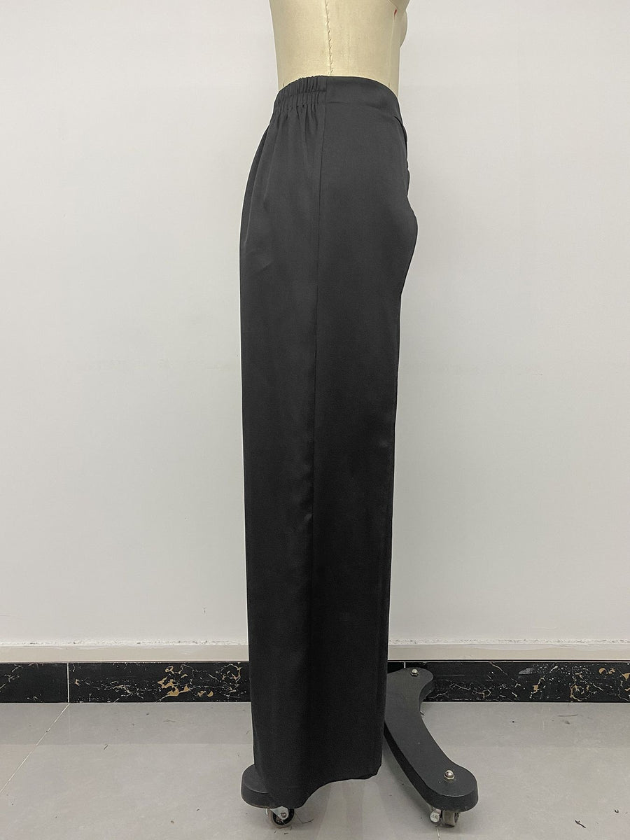 black with wide-leg pants with high-waisted 11
