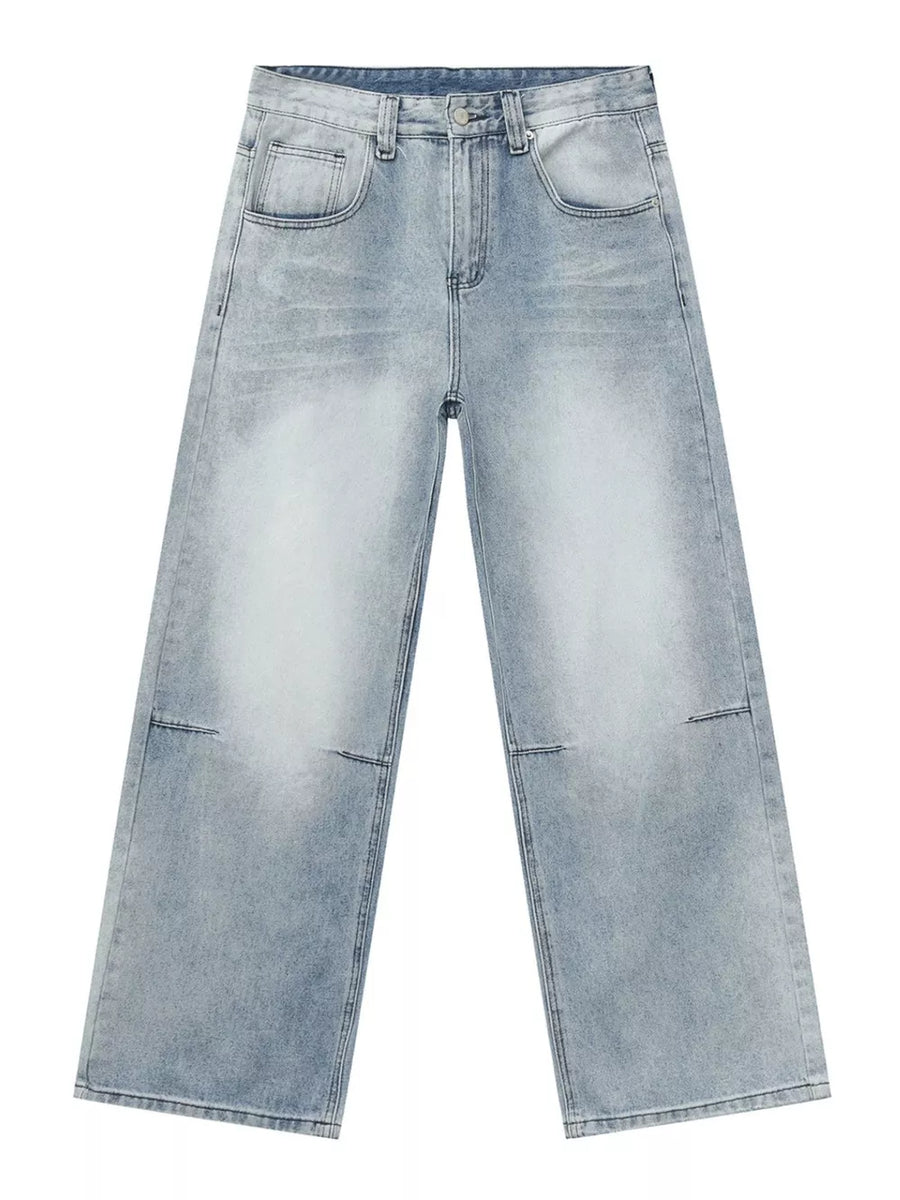Blue wide-leg wide-leg jeans with not applicable