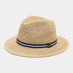 Raffia Grass Woven Fedora Hat in Cream with woven texture