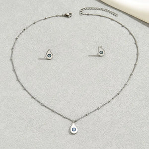jewelry set in royal blue with evil eye motif and evil eye charm