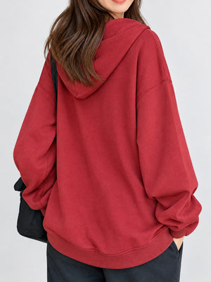 Polyester and cotton blend pullover hoodie in Light Gray with oversized silhouette