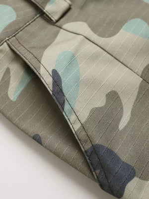 Green Camouflage, Men's Star Camouflage Cargo Capris in Green Camouflage